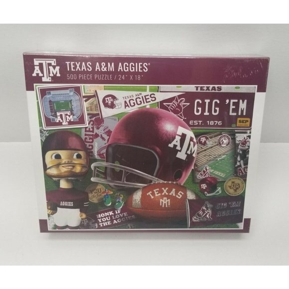 Texas A&M Aggies 500 Piece Puzzle 24"x18" Gig'Em Stadium Helmet Football A4 - Picture 1 of 9